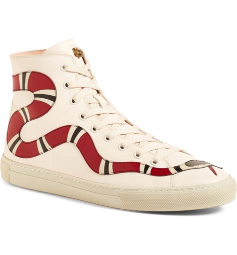 gucci snakeskin shoes gold|Gucci snake high top sneakers.